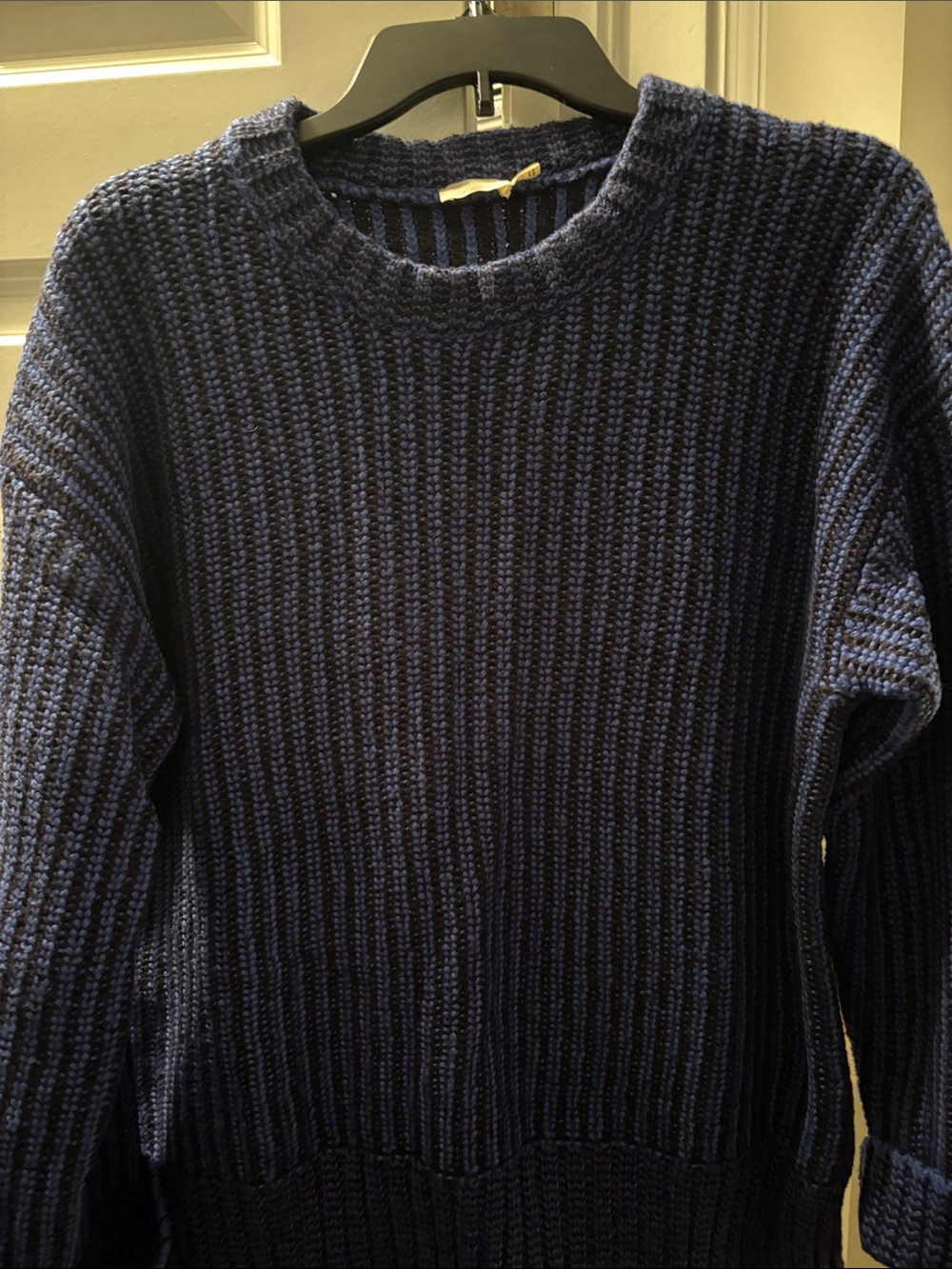Faherty Navy Ribbed Crewneck Sweater